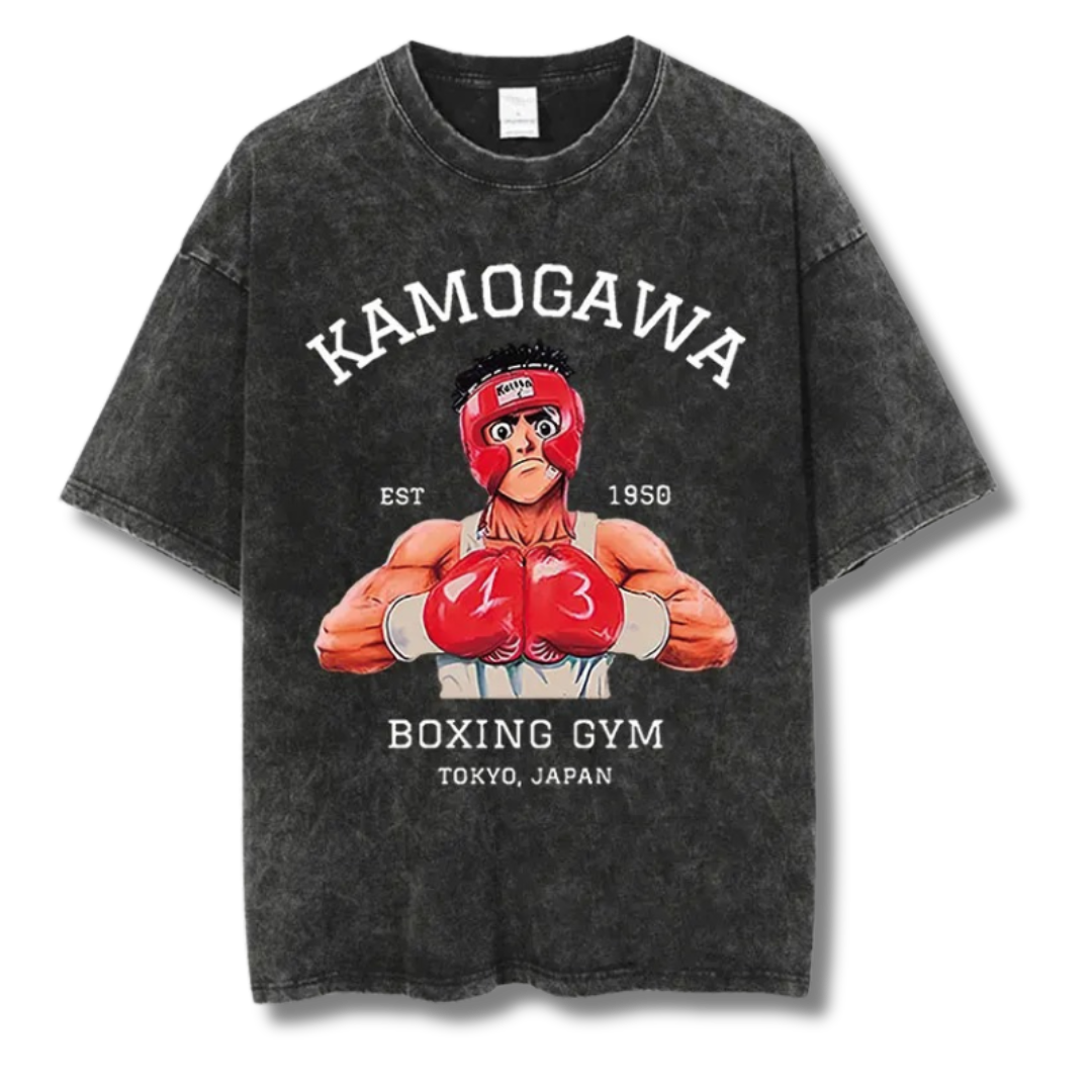 Hajime No Ippo "Kamogawa Boxing Gym V" Washed Tee - Kakkoe.com - #tag1# - #tag2# - #tag3# - #tag4#