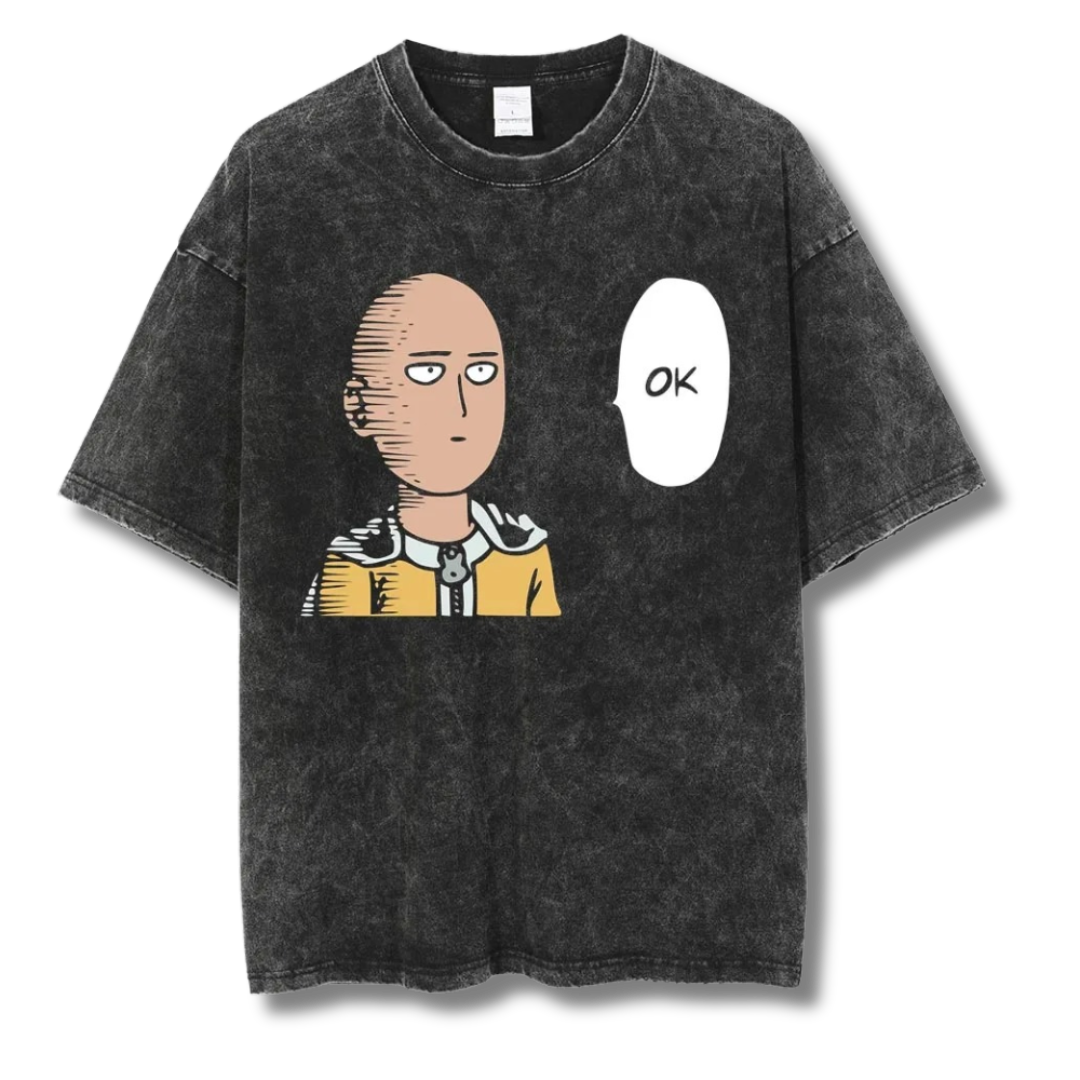 One Punch Man "OK" Washed Tee