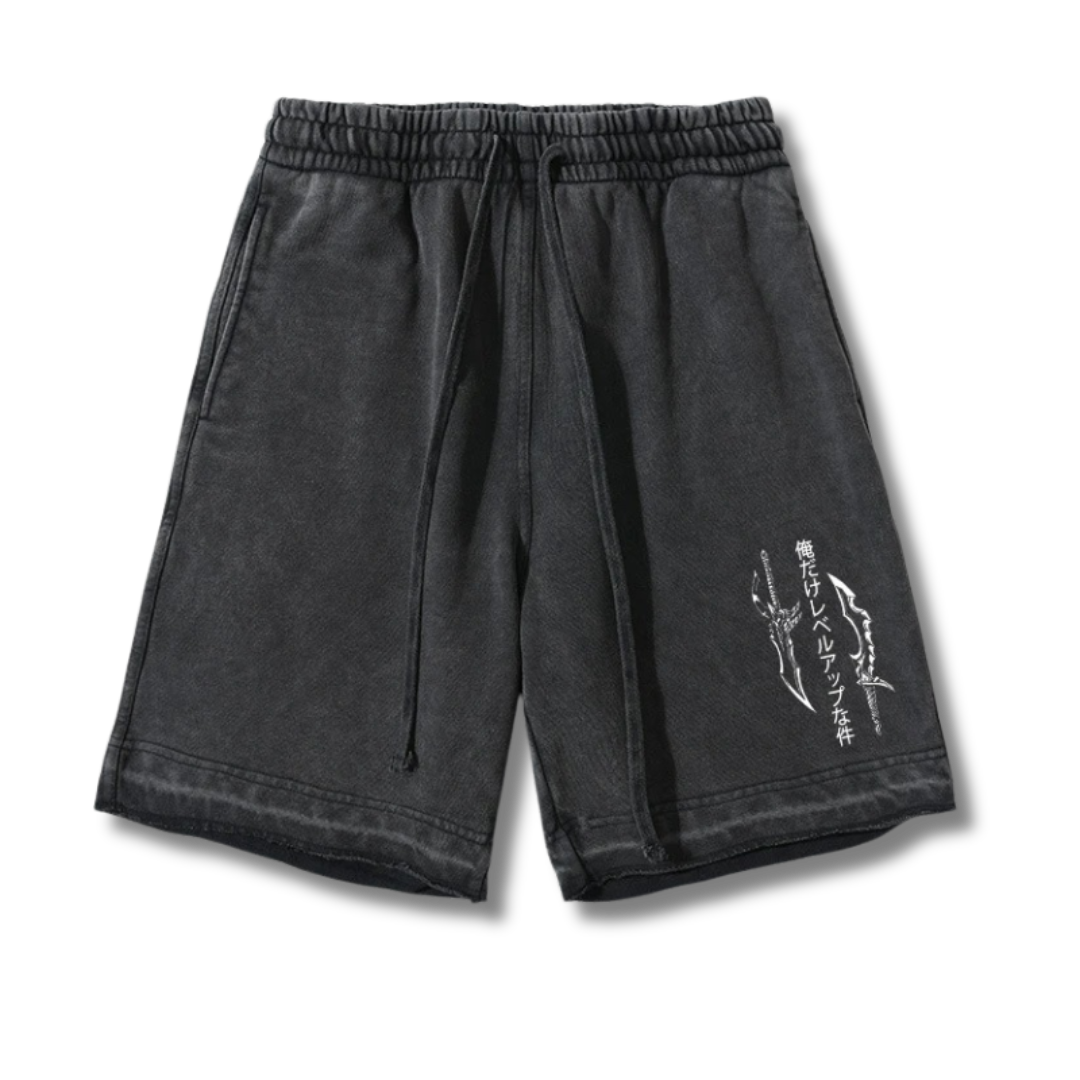 Solo Leveling "Sung Jinwoo Daggers" Washed Shorts - Kakkoe.com