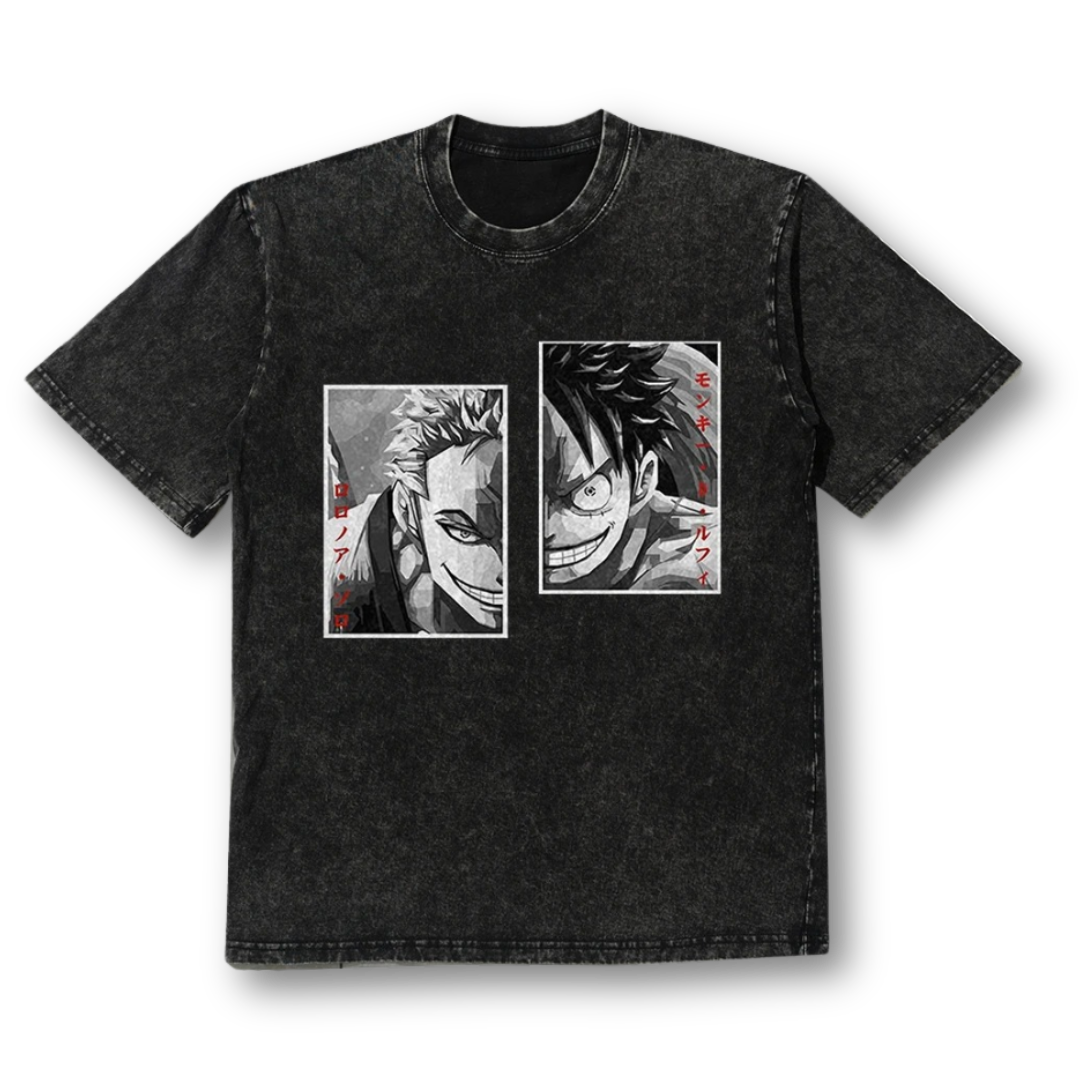 One Piece "Zoro & Luffy" Oversize Washed Tee - Kakkoe.com