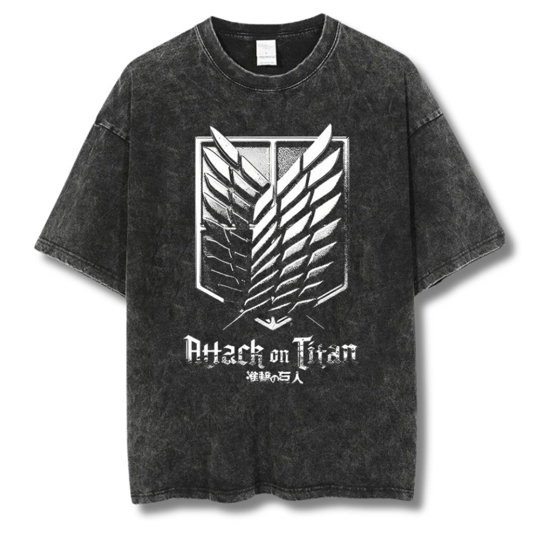 Attack On Titan "Blazon I" Washed Tee - Kakkoe.com - #tag1# - #tag2# - #tag3# - #tag4#