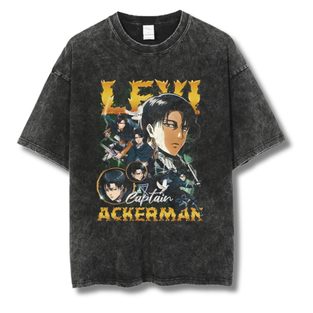 Attack On Titan "Captain Levi Ackerman" Washed Tee - Kakkoe.com - #tag1# - #tag2# - #tag3# - #tag4#