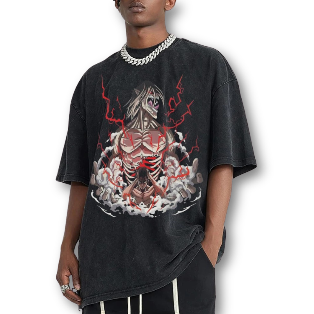 Attack On Titan "Eren II" Oversize Washed Tee - Kakkoe.com - #tag1# - #tag2# - #tag3# - #tag4#