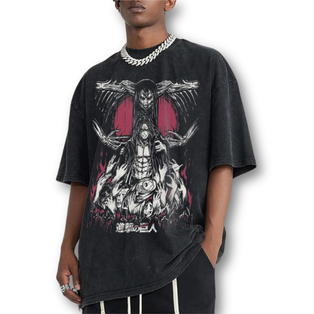 Attack On Titan "Eren" Oversize Washed Tee - Kakkoe.com - #tag1# - #tag2# - #tag3# - #tag4#