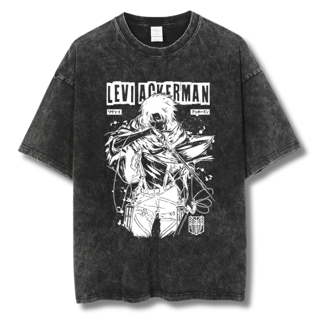 Attack On Titan "Levi Ackerman I" Washed Tee - Kakkoe.com - #tag1# - #tag2# - #tag3# - #tag4#