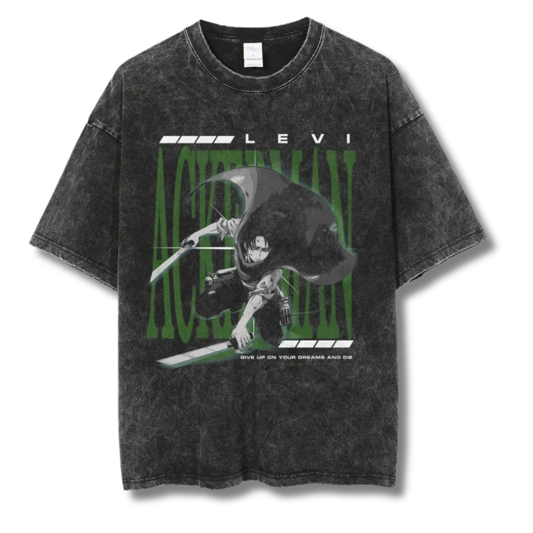 Attack On Titan "Levi Ackerman" Washed Tee - Kakkoe.com - #tag1# - #tag2# - #tag3# - #tag4#