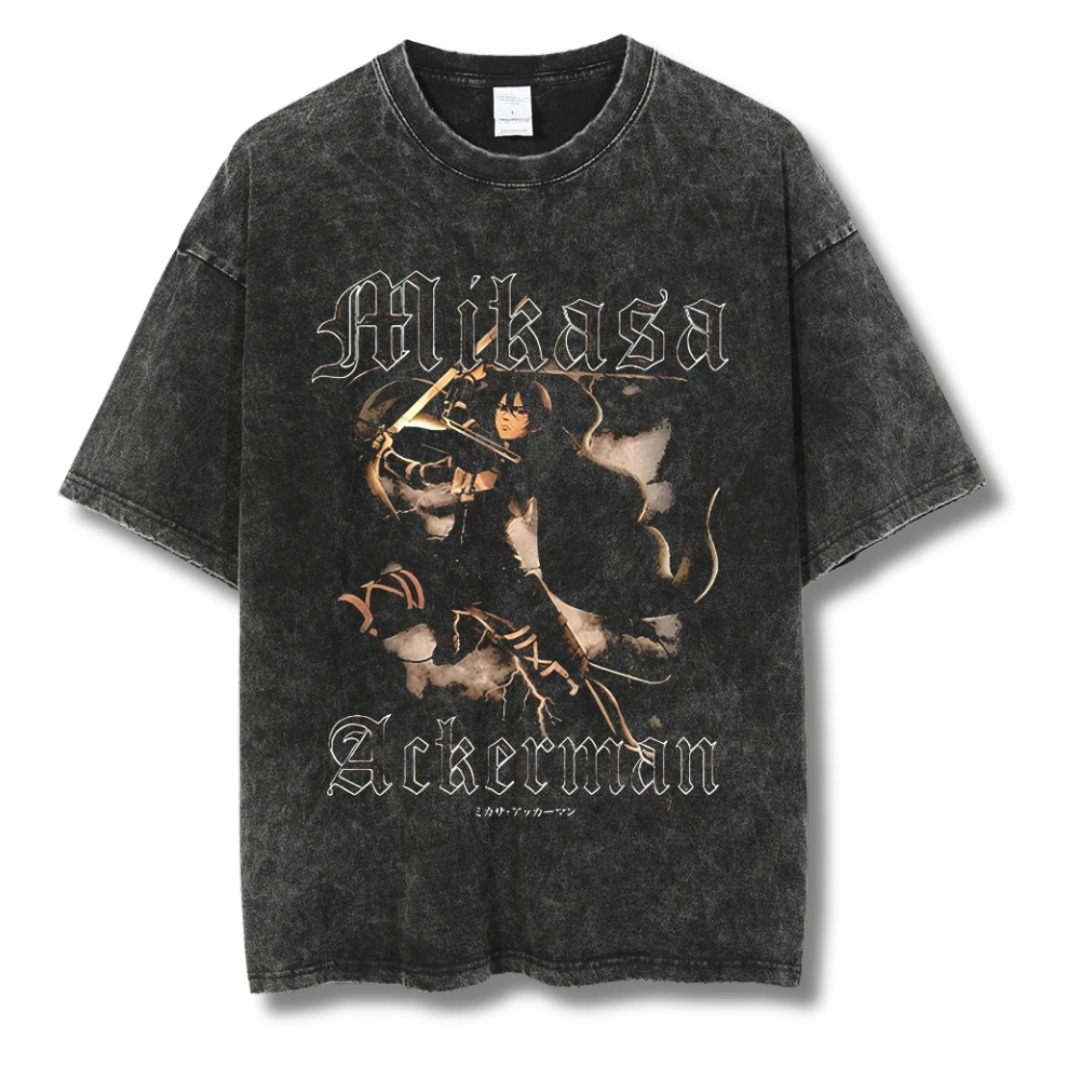 Attack On Titan "Mikasa Ackerman I" Washed Tee - Kakkoe.com - #tag1# - #tag2# - #tag3# - #tag4#