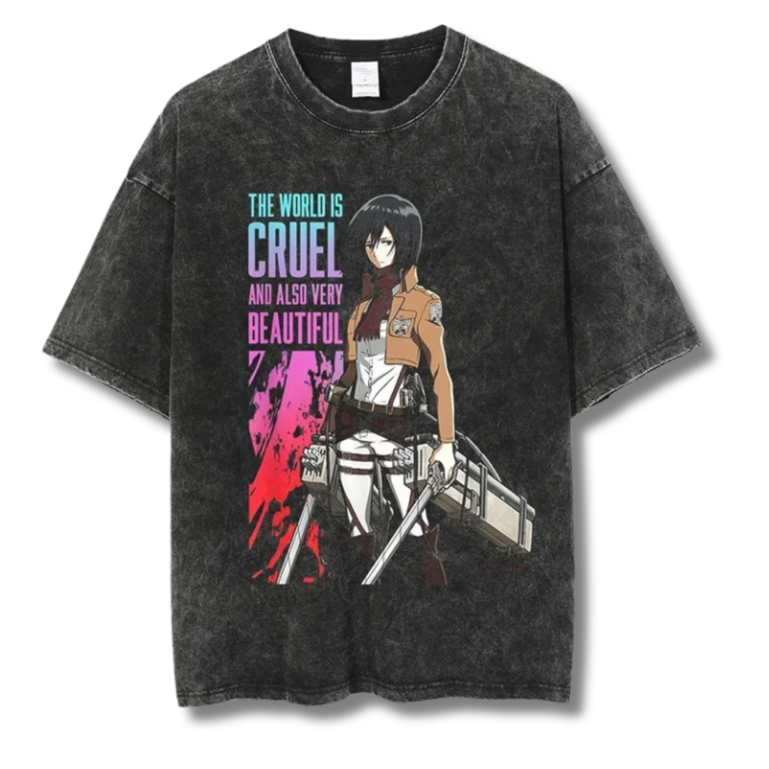 Attack On Titan "Mikasa" Washed Tee - Kakkoe.com - #tag1# - #tag2# - #tag3# - #tag4#
