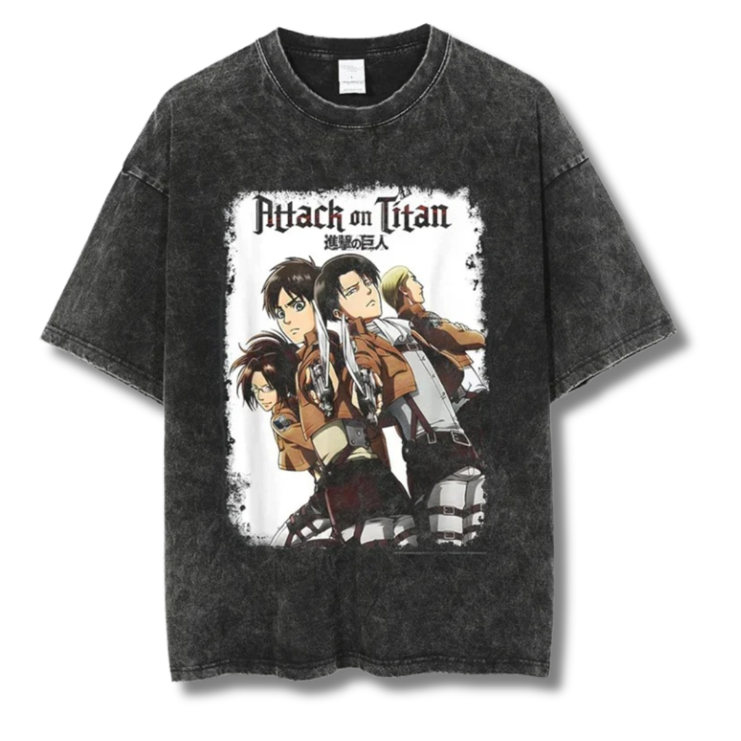 Attack On Titan Washed Tee - Kakkoe.com - #tag1# - #tag2# - #tag3# - #tag4#