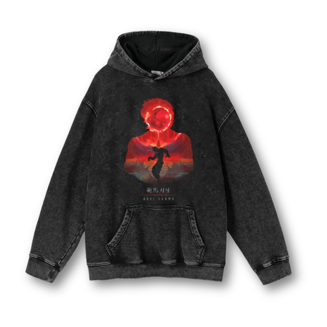 Baki "Abstract I" Washed Hoodie - Kakkoe.com - #tag1# - #tag2# - #tag3# - #tag4#