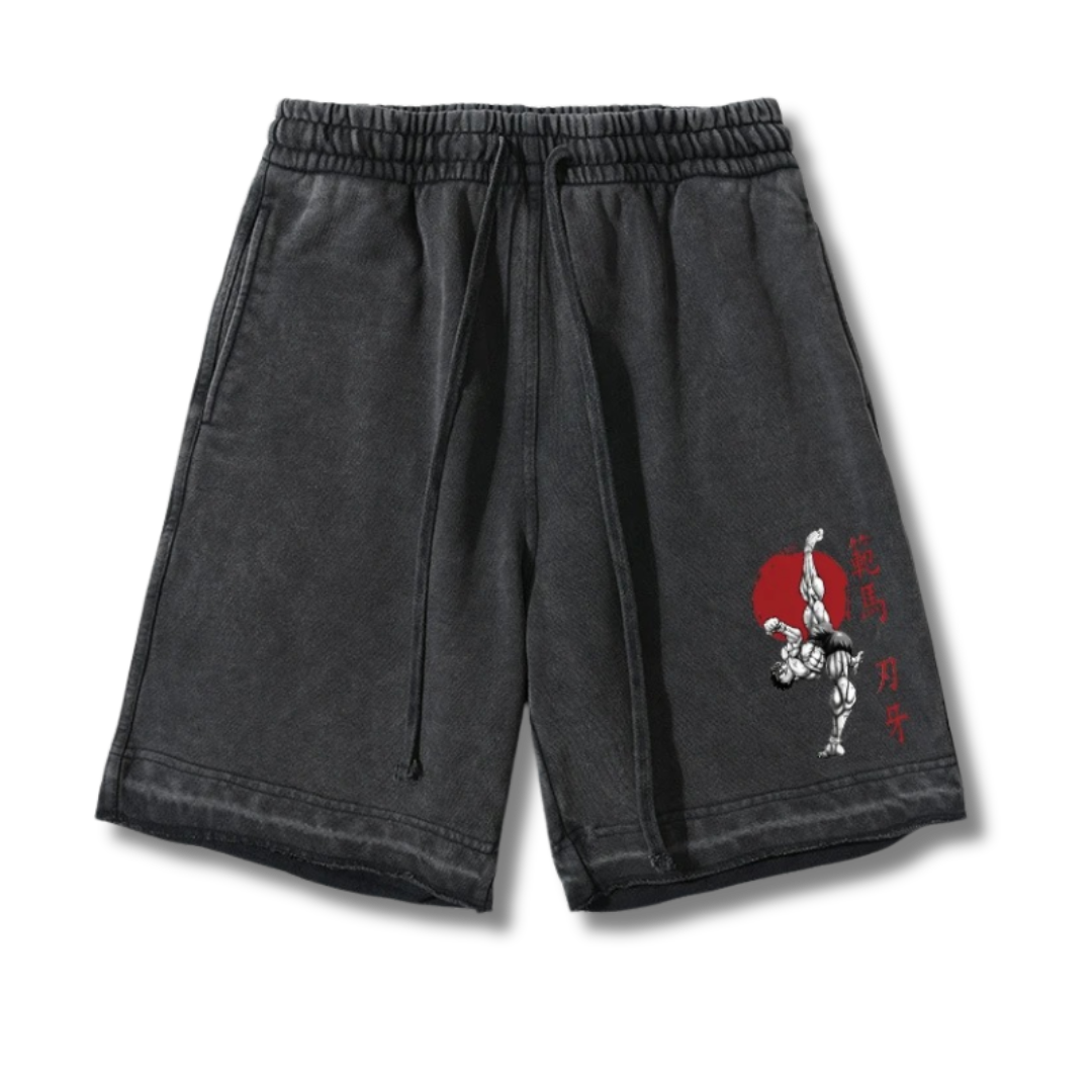 Baki "Baki Hanma" Washed Shorts - Kakkoe.com - #tag1# - #tag2# - #tag3# - #tag4#