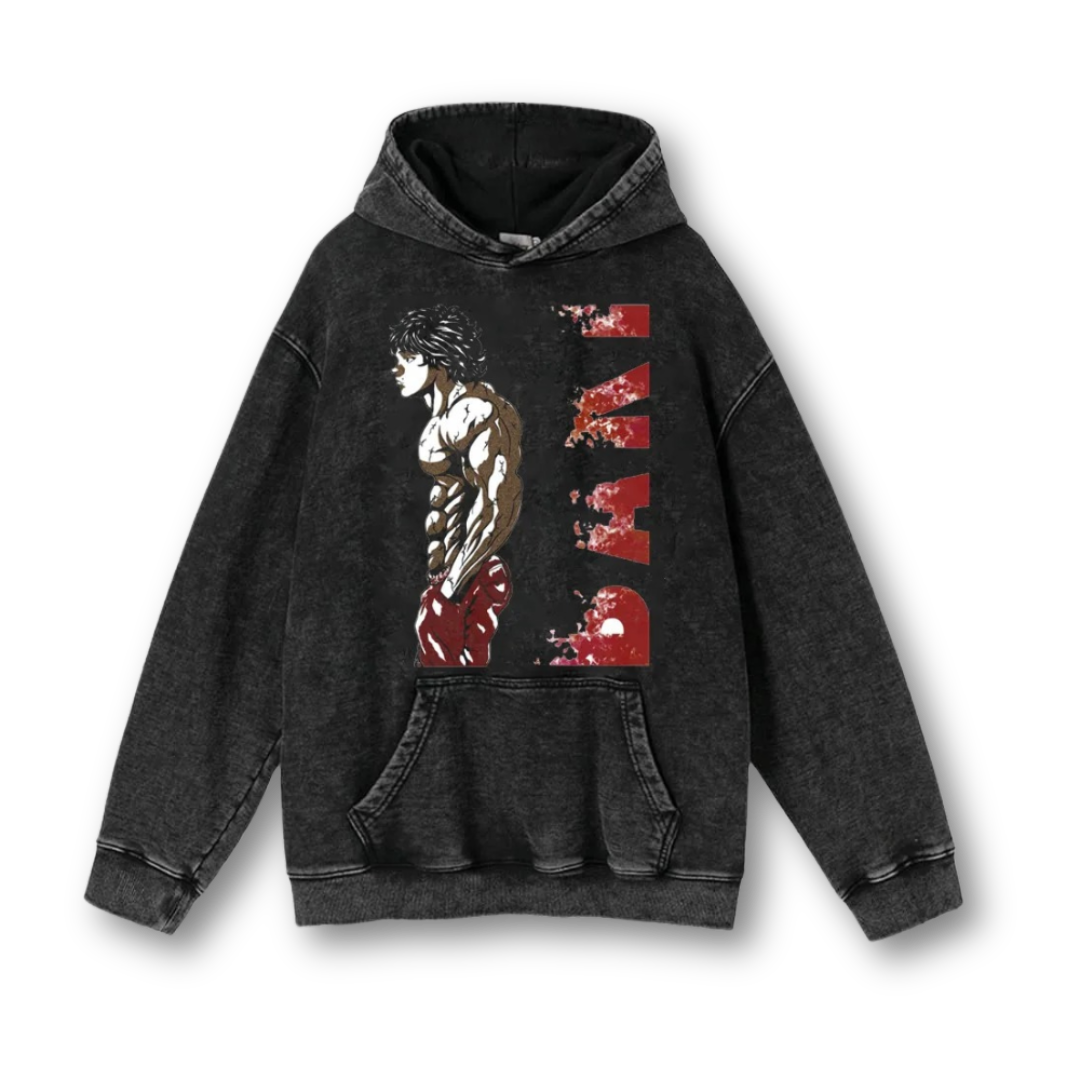 Baki "Baki" Washed Hoodie - Kakkoe.com - #tag1# - #tag2# - #tag3# - #tag4#