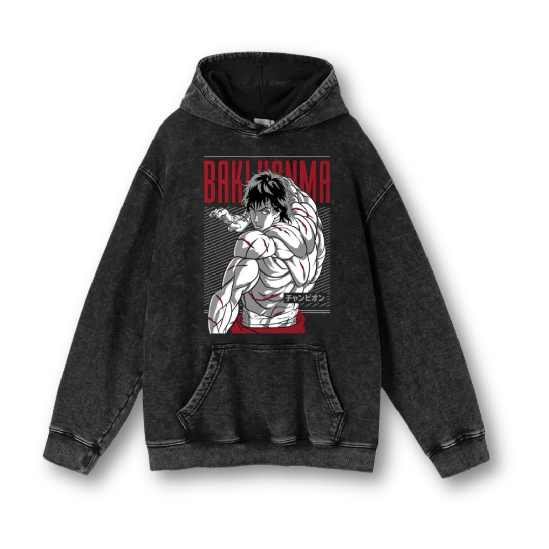 Baki "Hanma II" Washed Hoodie - Kakkoe.com - #tag1# - #tag2# - #tag3# - #tag4#