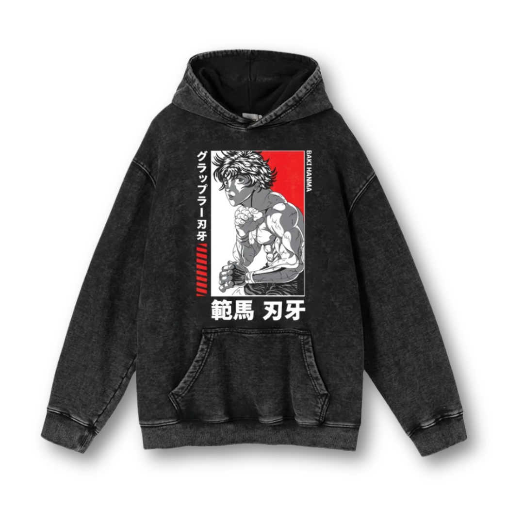 Baki "Stance" Washed Hoodie - Kakkoe.com - #tag1# - #tag2# - #tag3# - #tag4#