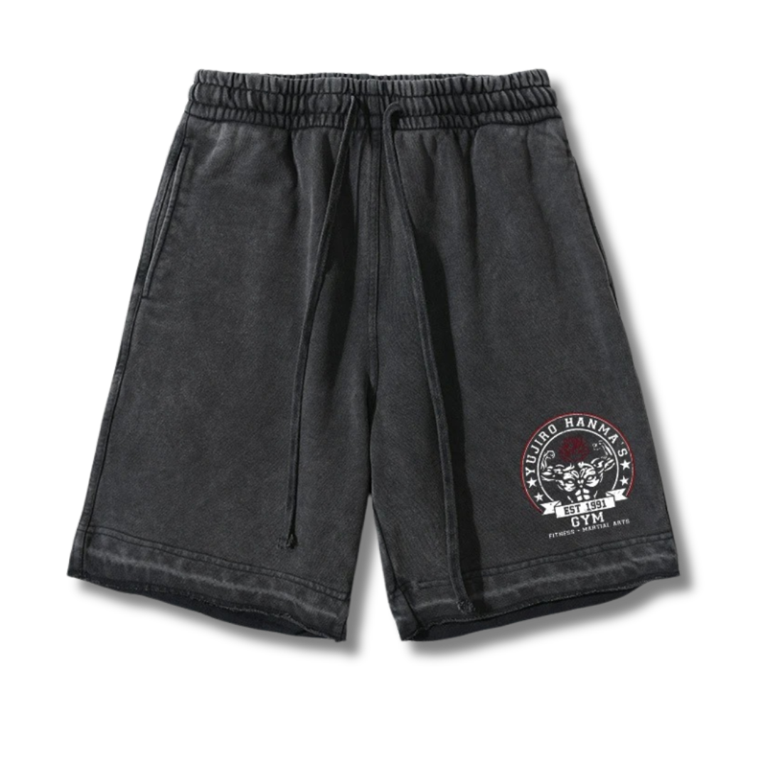Baki "Yujiro Hanma" Washed Shorts - Kakkoe.com - #tag1# - #tag2# - #tag3# - #tag4#