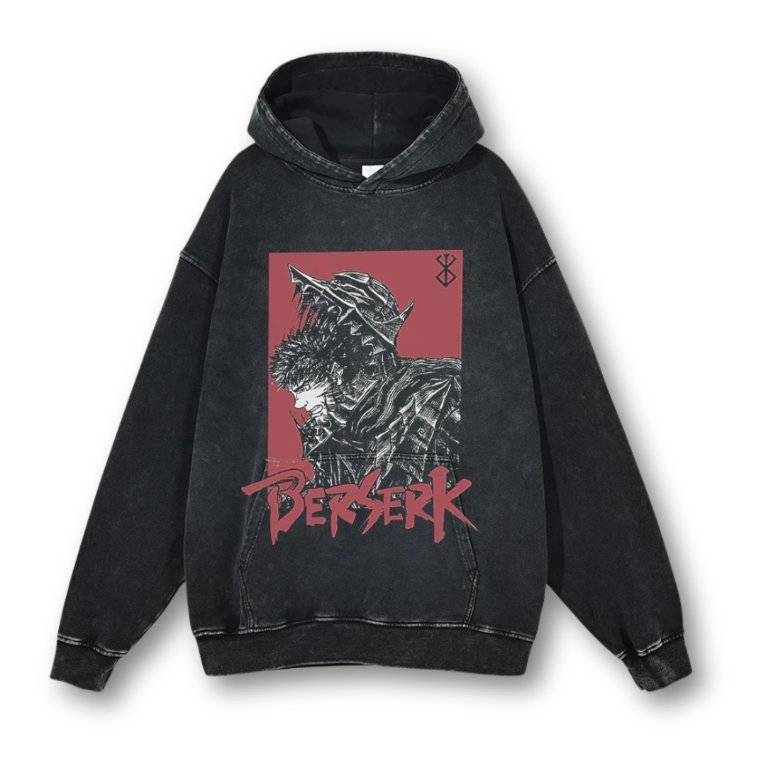 Berserk "Guts I" Washed Hoodie - Kakkoe.com - #tag1# - #tag2# - #tag3# - #tag4#