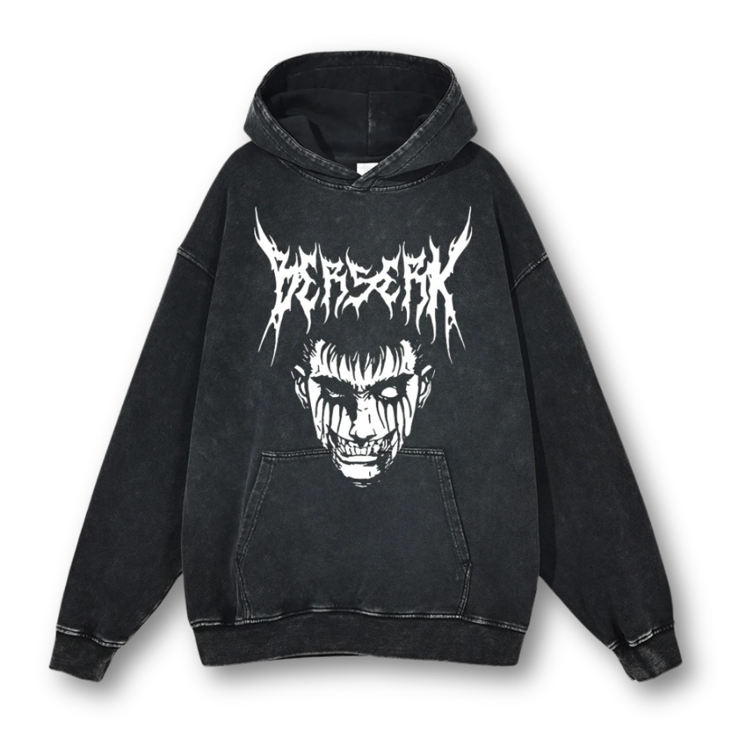 Berserk "Guts Rage" Washed Hoodie - Kakkoe.com - #tag1# - #tag2# - #tag3# - #tag4#