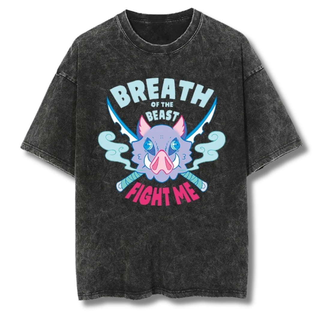 Demon Slayer "Beast Breath" Washed Tee - Kakkoe.com - #tag1# - #tag2# - #tag3# - #tag4#
