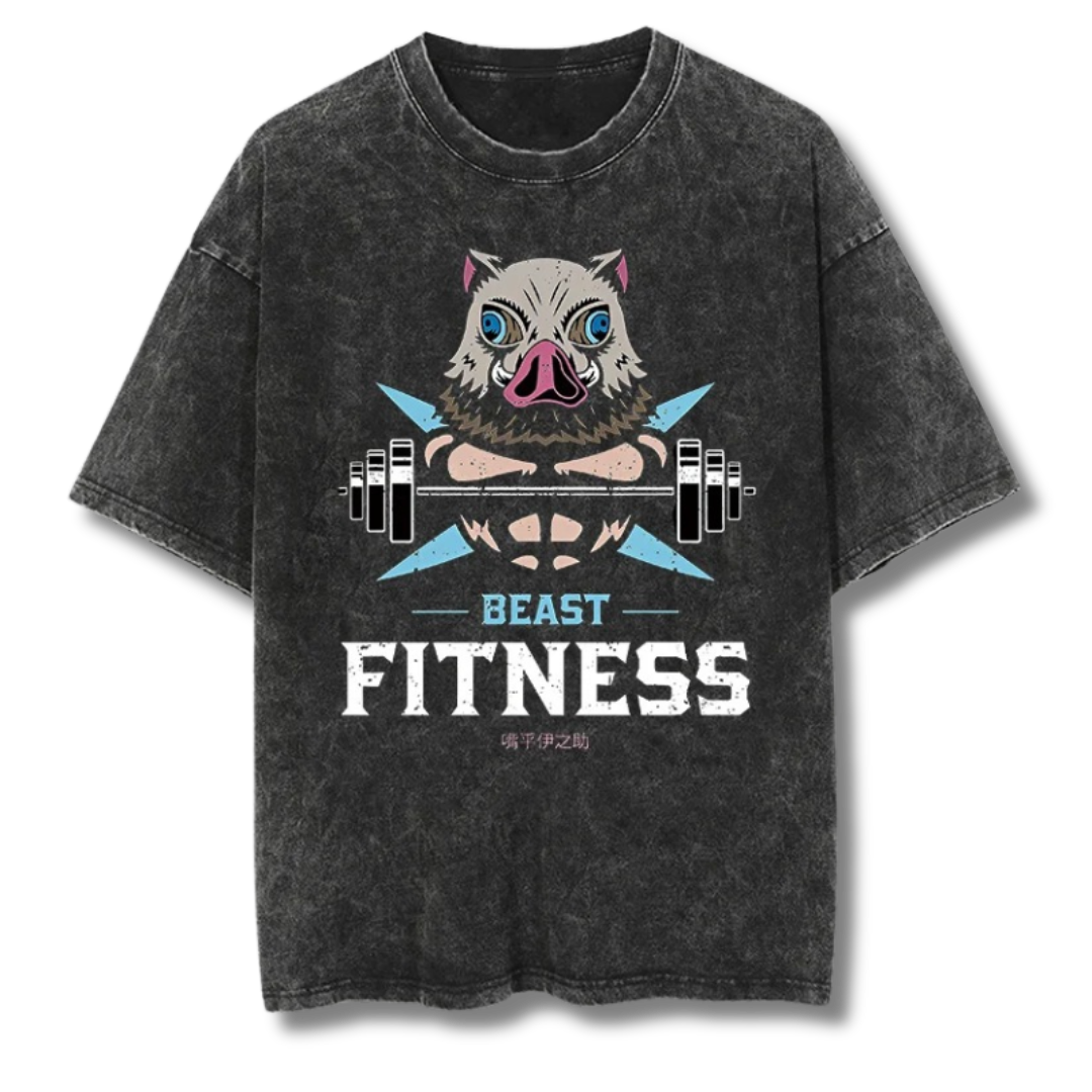 Demon Slayer "Beast Fitness" Washed Tee - Kakkoe.com - #tag1# - #tag2# - #tag3# - #tag4#