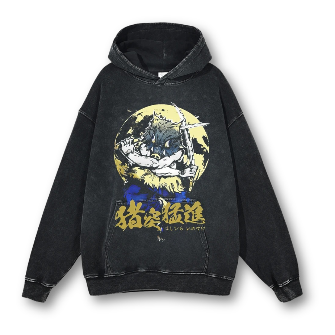Demon Slayer "Inosuke" Washed Hoodie - Kakkoe.com - #tag1# - #tag2# - #tag3# - #tag4#