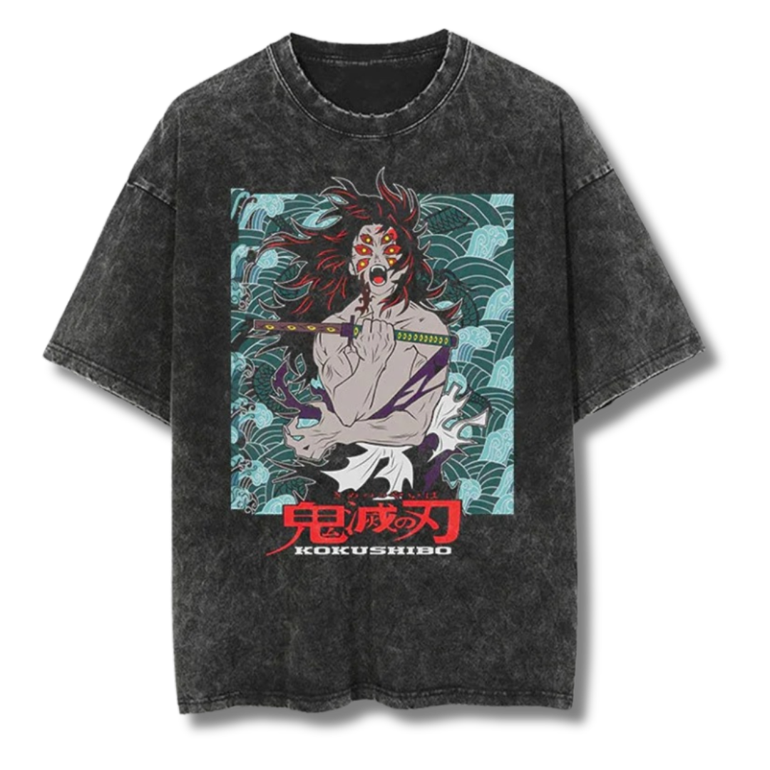 Demon Slayer "Kokushibo I" Washed Tee - Kakkoe.com - #tag1# - #tag2# - #tag3# - #tag4#