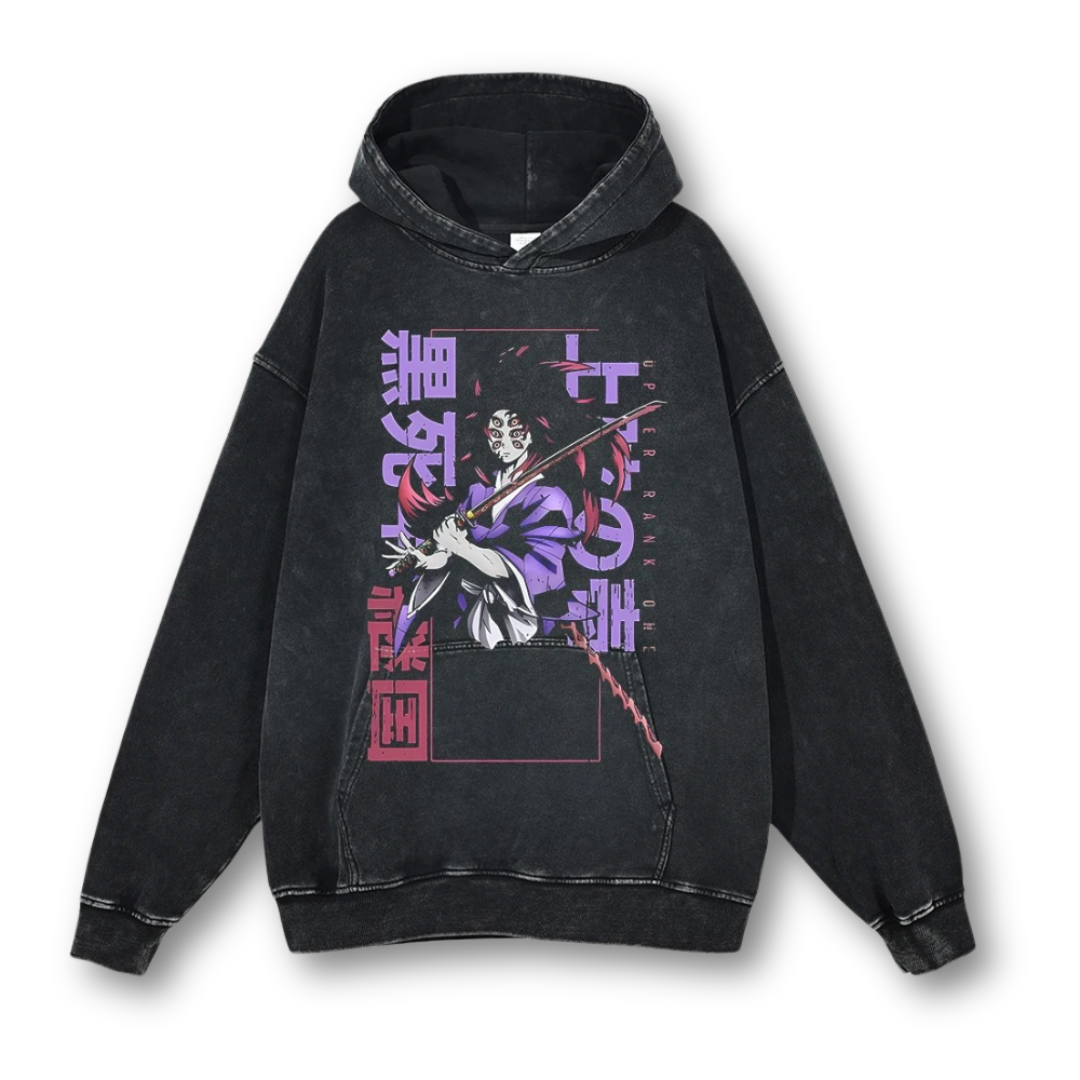 Demon Slayer "Kokushibo" Washed Hoodie - Kakkoe.com - #tag1# - #tag2# - #tag3# - #tag4#