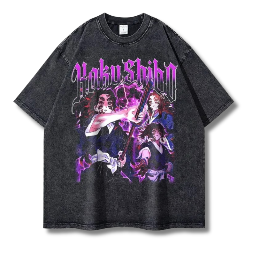 Demon Slayer "Kokushibo" Washed Tee - Kakkoe.com - #tag1# - #tag2# - #tag3# - #tag4#