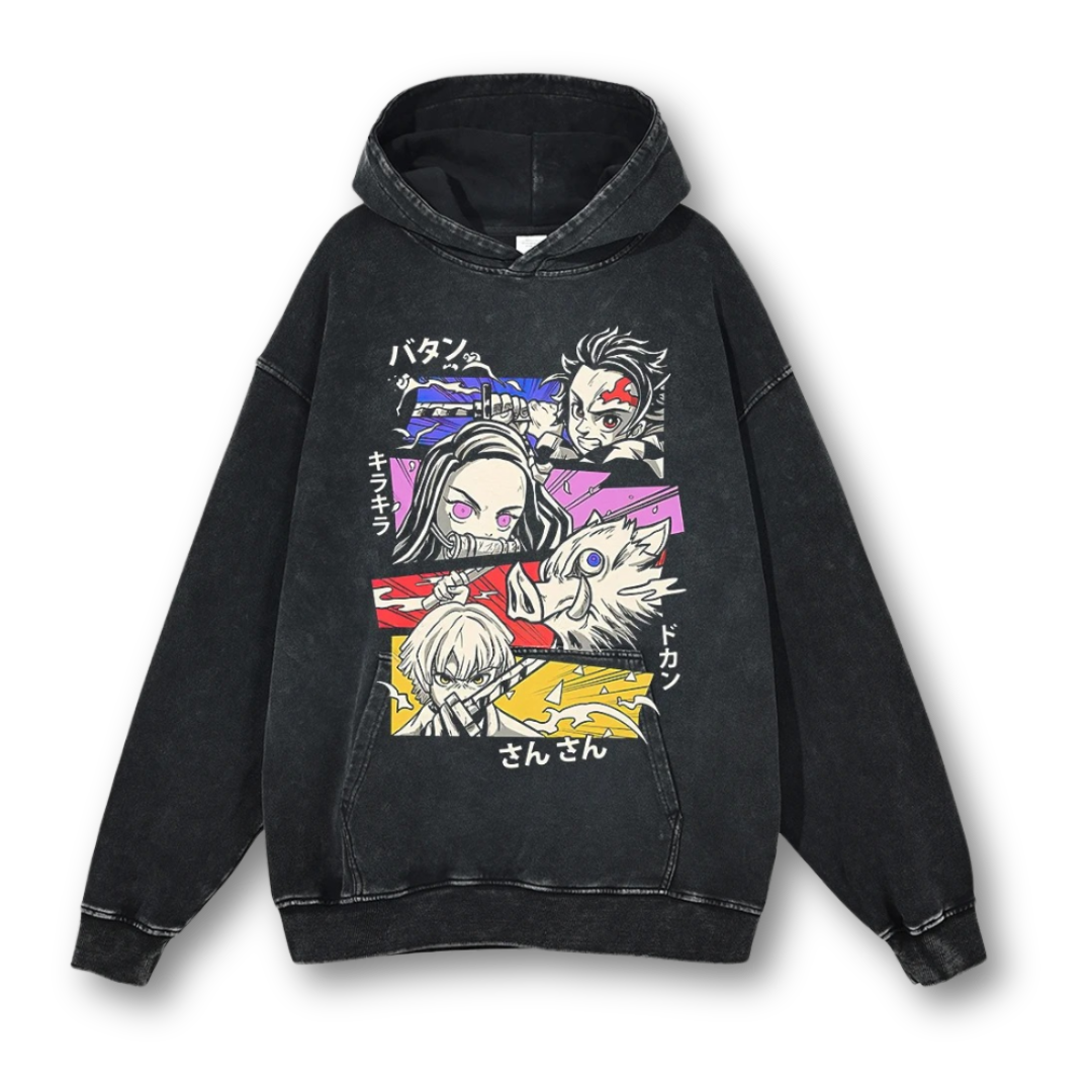 Demon Slayer "New Gen" Washed Hoodie - Kakkoe.com - #tag1# - #tag2# - #tag3# - #tag4#