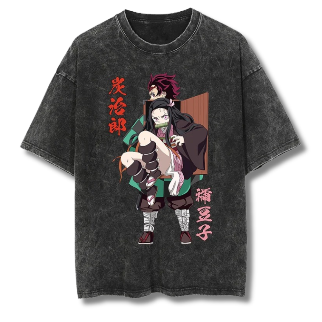 Demon Slayer "Nezuko & Tanjiro" Washed Tee - Kakkoe.com - #tag1# - #tag2# - #tag3# - #tag4#