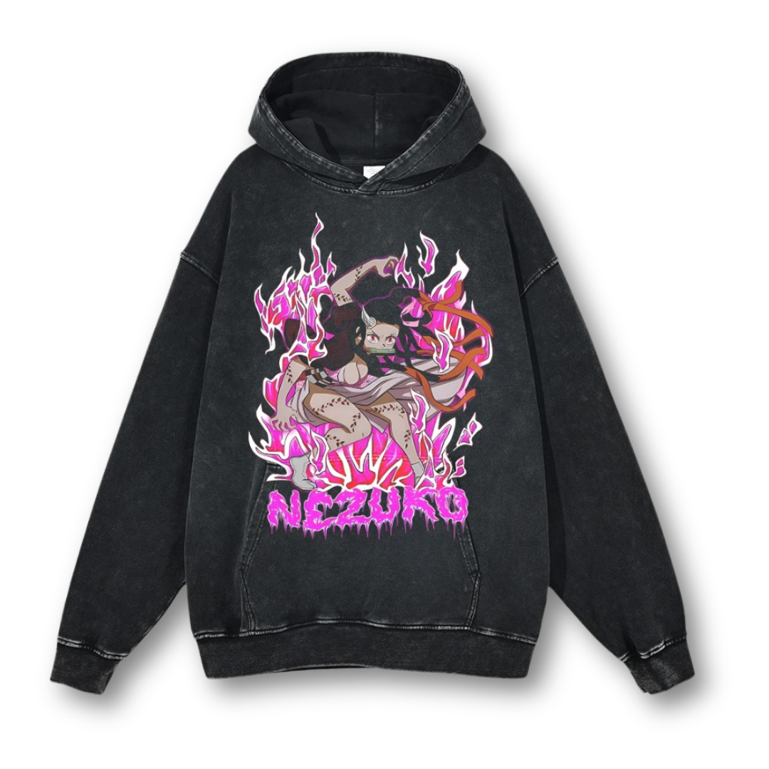 Demon Slayer "Nezuko" Washed Hoodie - Kakkoe.com - #tag1# - #tag2# - #tag3# - #tag4#