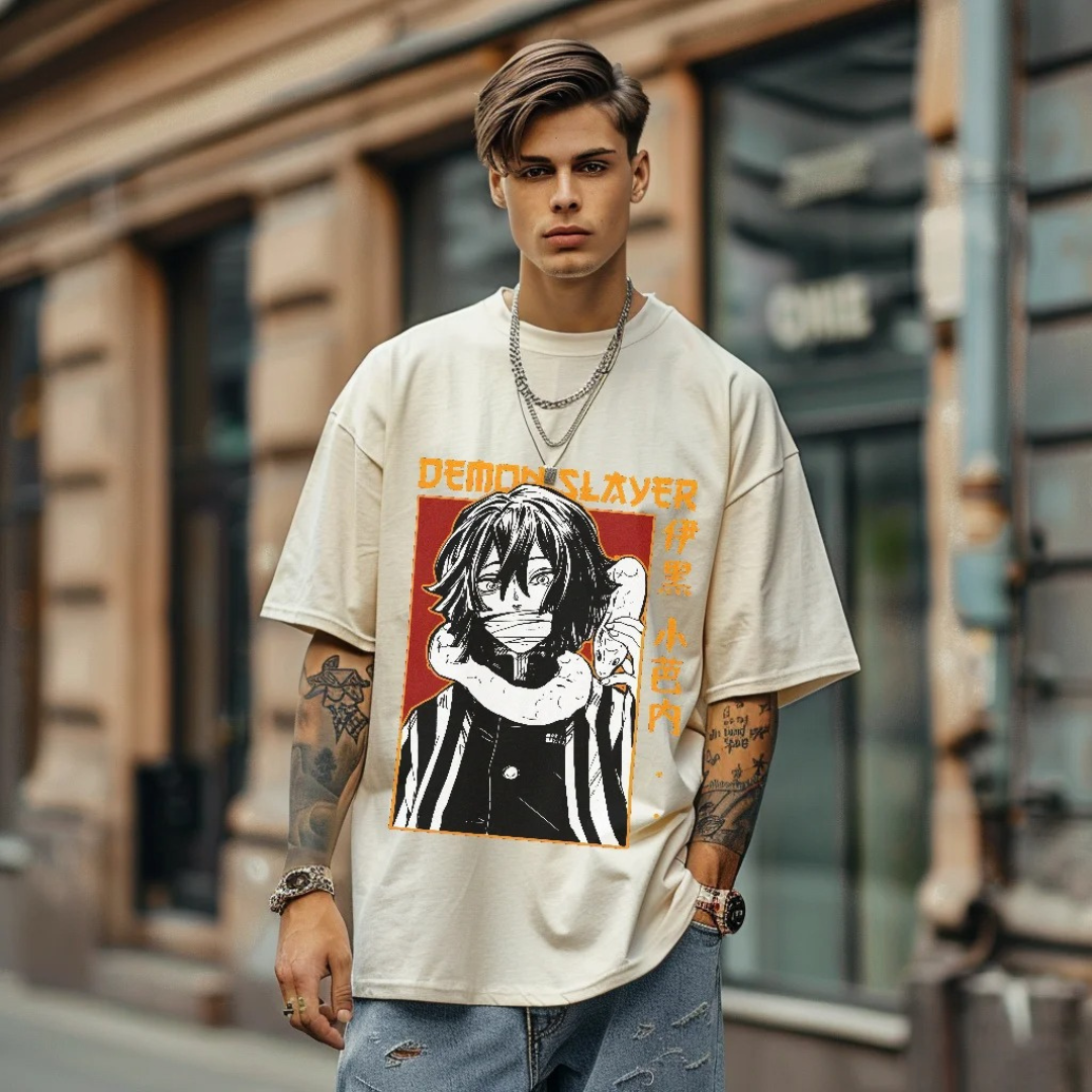 Demon Slayer "Obanai Iguro" Oversize Washed Tee - Kakkoe.com - #tag1# - #tag2# - #tag3# - #tag4#