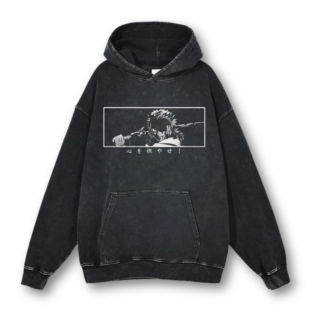 Demon Slayer "Rengoku I" Washed Hoodie - Kakkoe.com - #tag1# - #tag2# - #tag3# - #tag4#