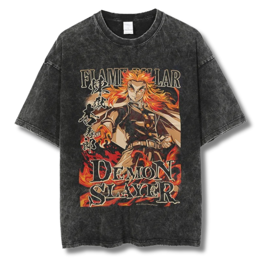 Demon Slayer "Rengoku I" Washed Tee - Kakkoe.com - #tag1# - #tag2# - #tag3# - #tag4#