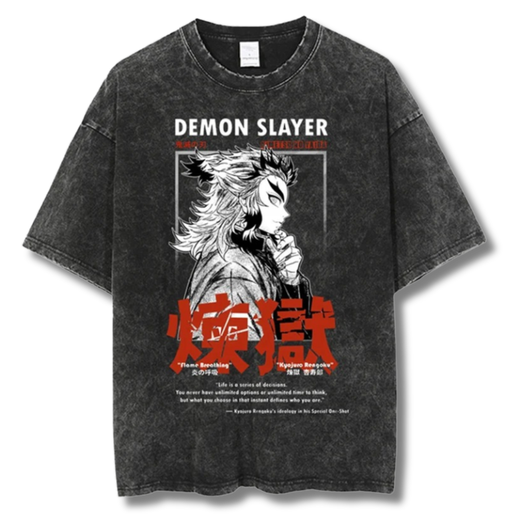 Demon Slayer "Rengoku" Washed Tee - Kakkoe.com - #tag1# - #tag2# - #tag3# - #tag4#