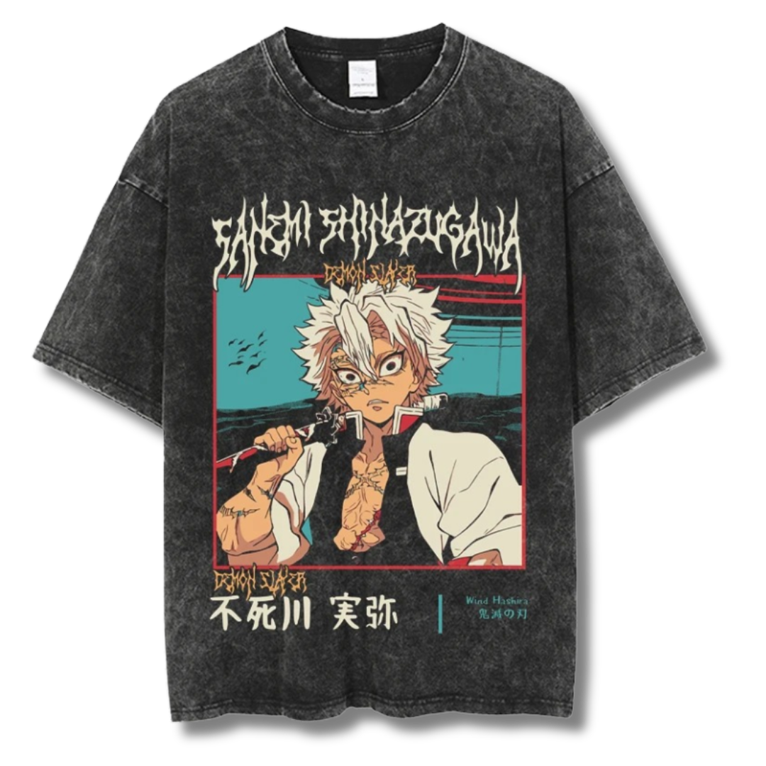 Demon Slayer "Sanemi Shinazugawa" Washed Tee - Kakkoe.com - #tag1# - #tag2# - #tag3# - #tag4#