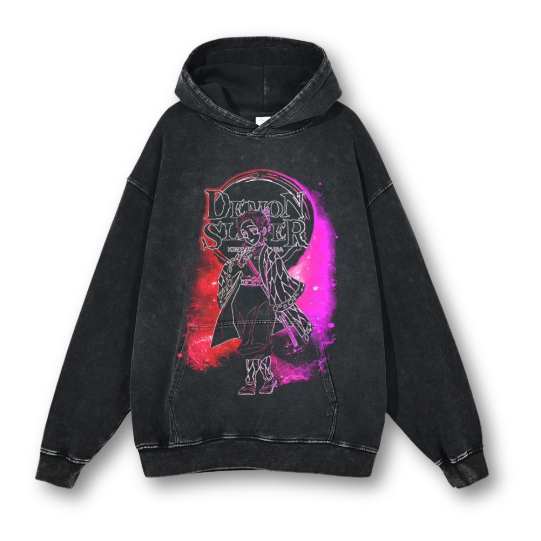 Demon Slayer "Shinobu Kocho" Washed Hoodie - Kakkoe.com - #tag1# - #tag2# - #tag3# - #tag4#