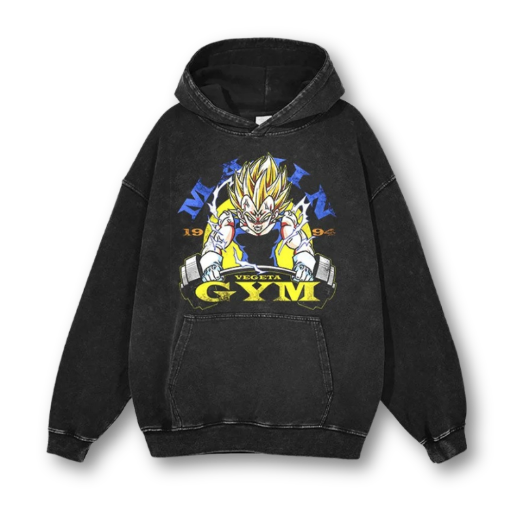 Dragon Ball "Vegeta Gym" Washed Hoodie - Kakkoe.com - #tag1# - #tag2# - #tag3# - #tag4#