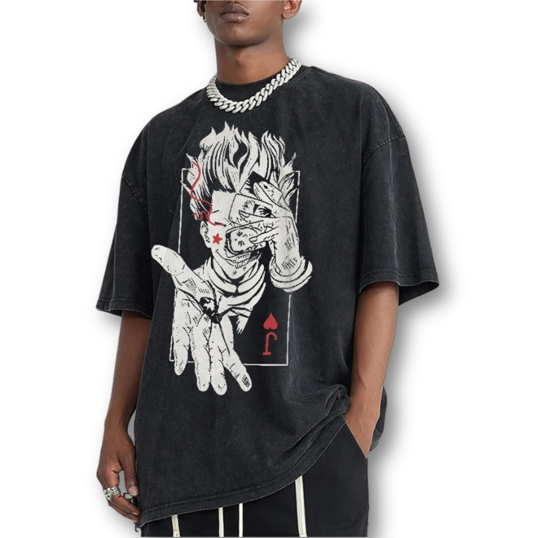 Hunter X Hunter "Hisoka" Oversize Washed Tee - Kakkoe.com - #tag1# - #tag2# - #tag3# - #tag4#
