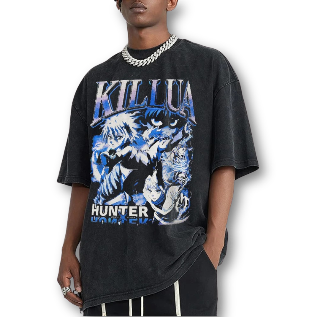 Hunter X Hunter "Killua III" Oversize Washed Tee - Kakkoe.com - #tag1# - #tag2# - #tag3# - #tag4#