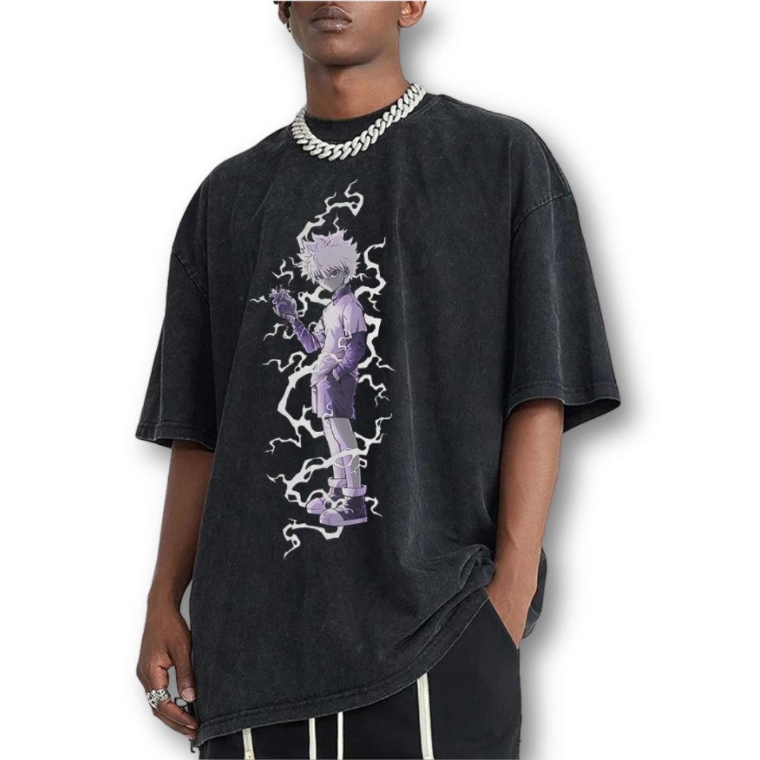 Hunter X Hunter "Killua II" Oversize Washed Tee - Kakkoe.com - #tag1# - #tag2# - #tag3# - #tag4#