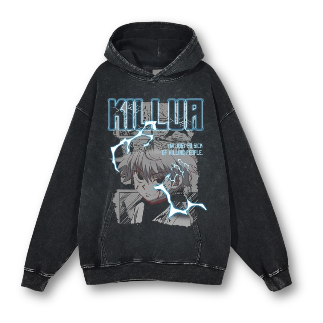 Hunter X Hunter "Killua I" Washed Hoodie - Kakkoe.com - #tag1# - #tag2# - #tag3# - #tag4#