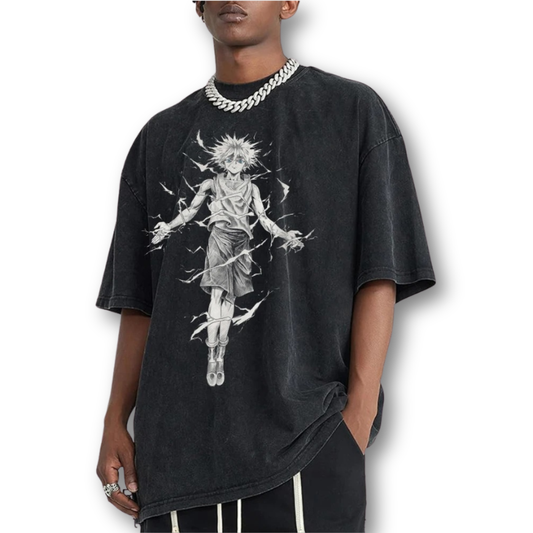 Hunter X Hunter "Killua" Oversize Washed Tee - Kakkoe.com - #tag1# - #tag2# - #tag3# - #tag4#