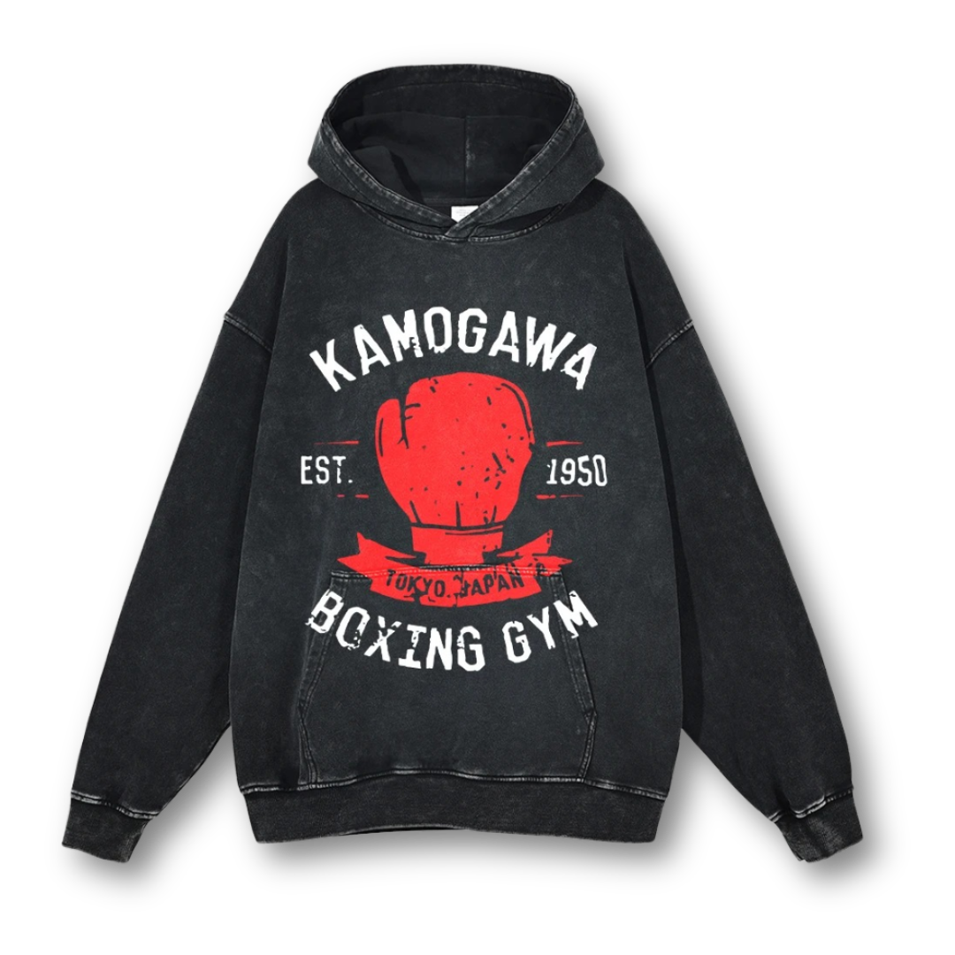 Ippo "Kamogawa Boxing Gym III" Washed Hoodie - Kakkoe.com - #tag1# - #tag2# - #tag3# - #tag4#