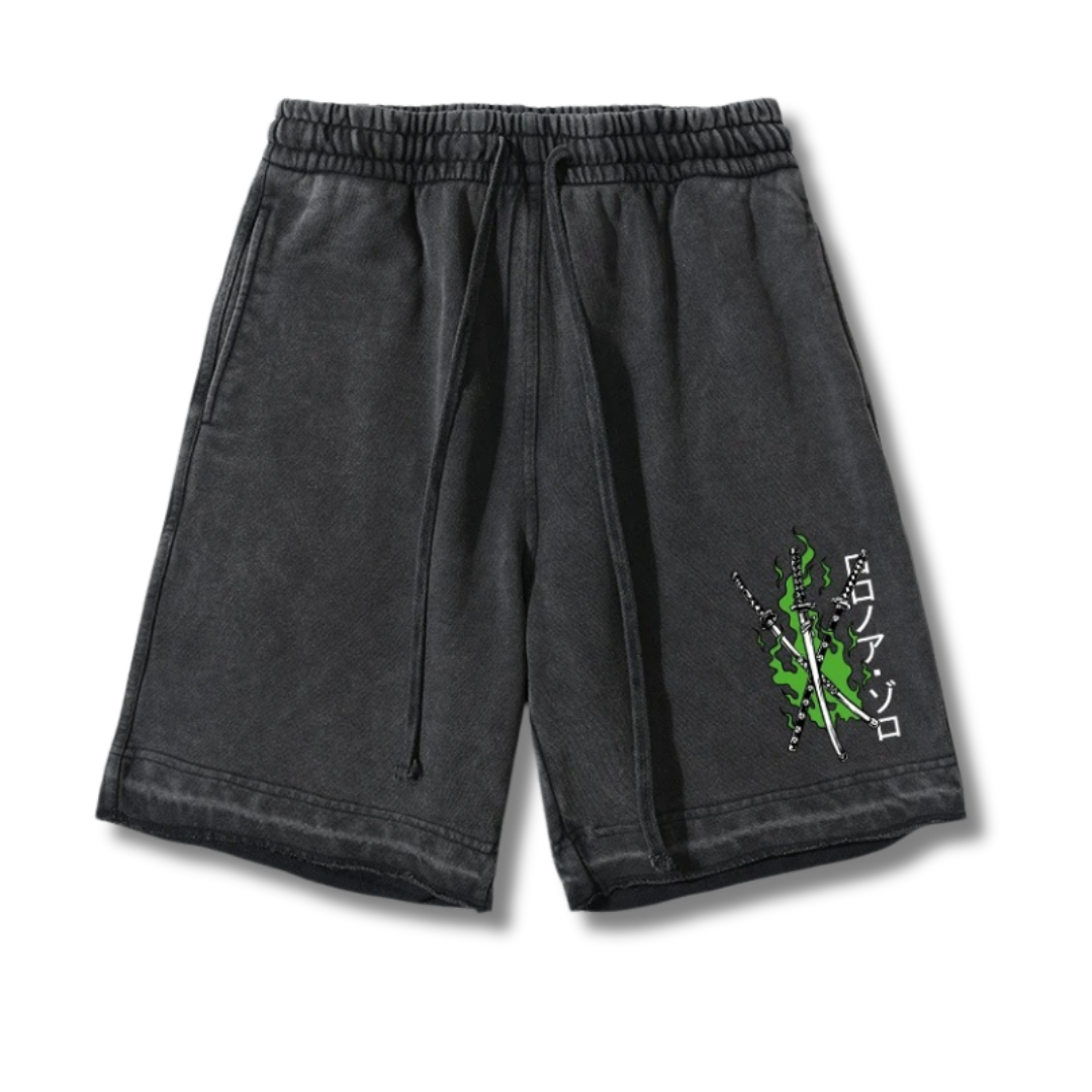 On piece "Zoro Swords" Washed Shorts - Kakkoe.com - #tag1# - #tag2# - #tag3# - #tag4#