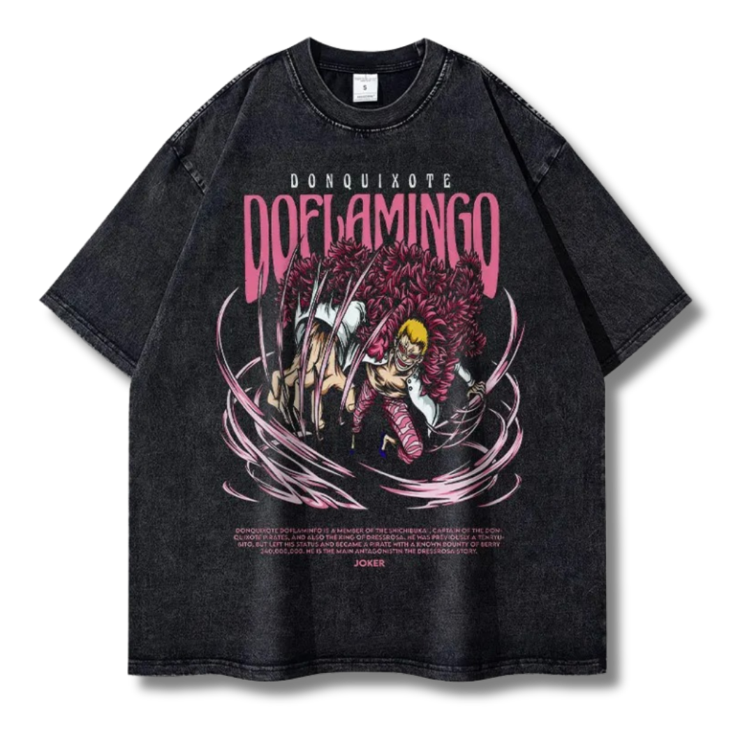 One Piece "Doflamingo" Washed Tee - Kakkoe.com - #tag1# - #tag2# - #tag3# - #tag4#