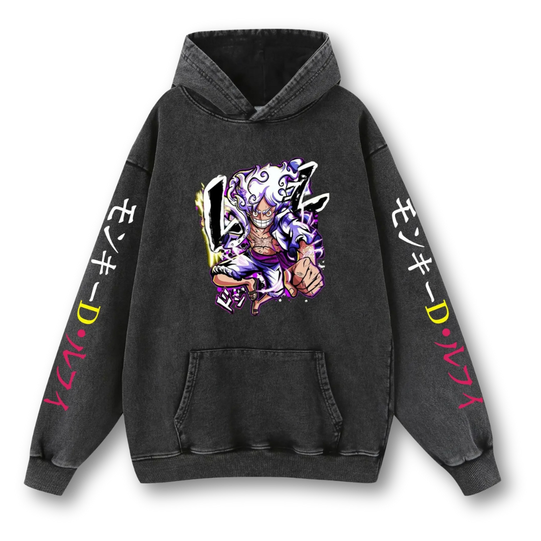 One Piece "Luffy Gear Five I" Washed Hoodie - Kakkoe.com - #tag1# - #tag2# - #tag3# - #tag4#