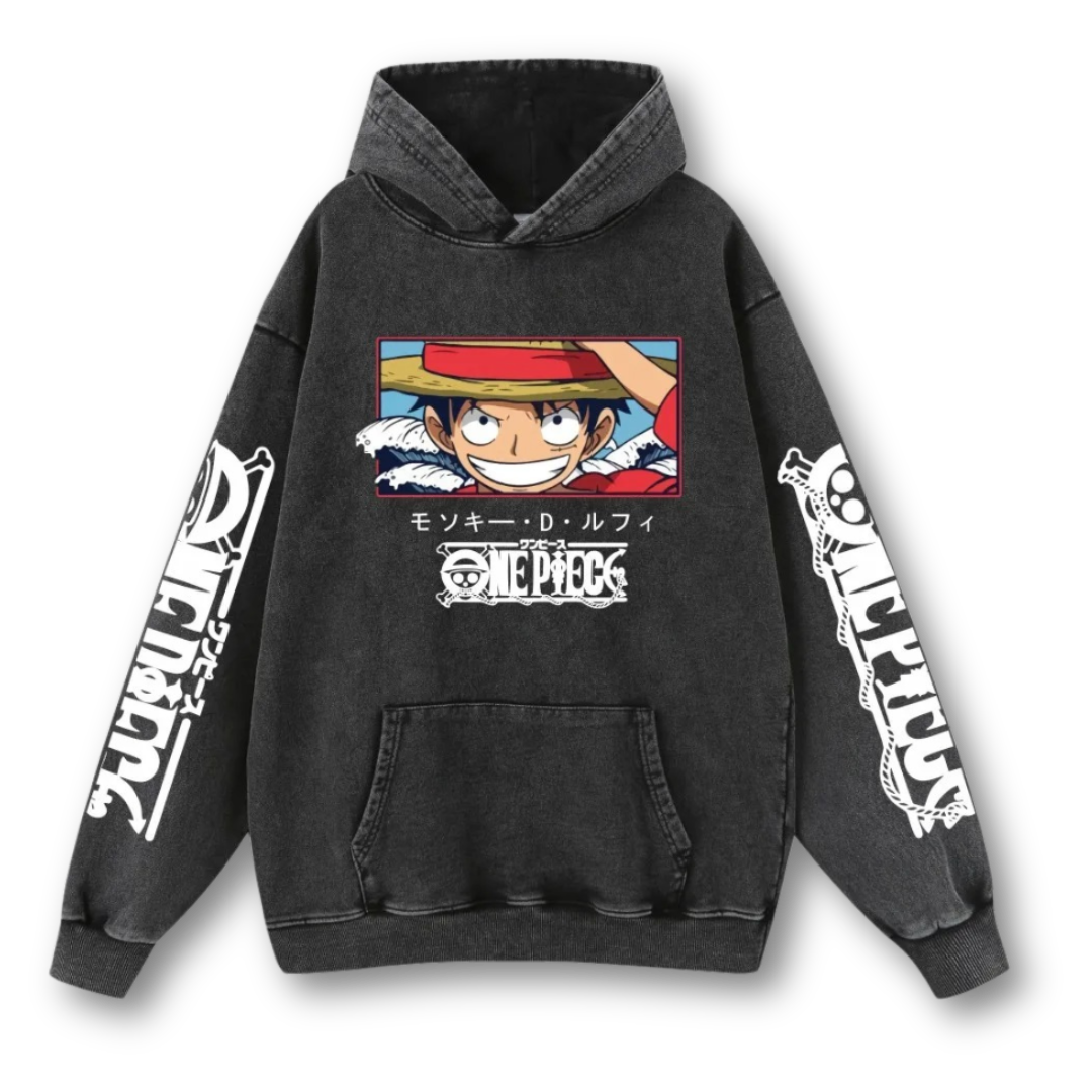 One Piece "Luffy II" Washed Hoodie - Kakkoe.com - #tag1# - #tag2# - #tag3# - #tag4#